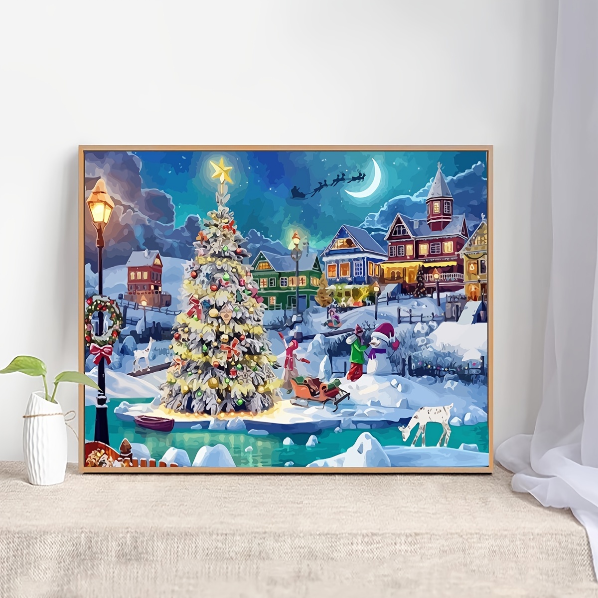 Christmas Tree Decoration framed Picture Landscape Wall Art - Temu