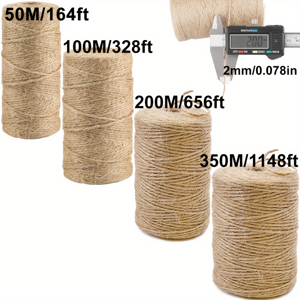 6mm Thick Jute Rope, 50 m/ 164 Feet Jute Twine, Natural Cat Scratch Post  Rope, Hemp Rope, Sisal Rope for Floristry DIY Arts Crafts Packing Cat