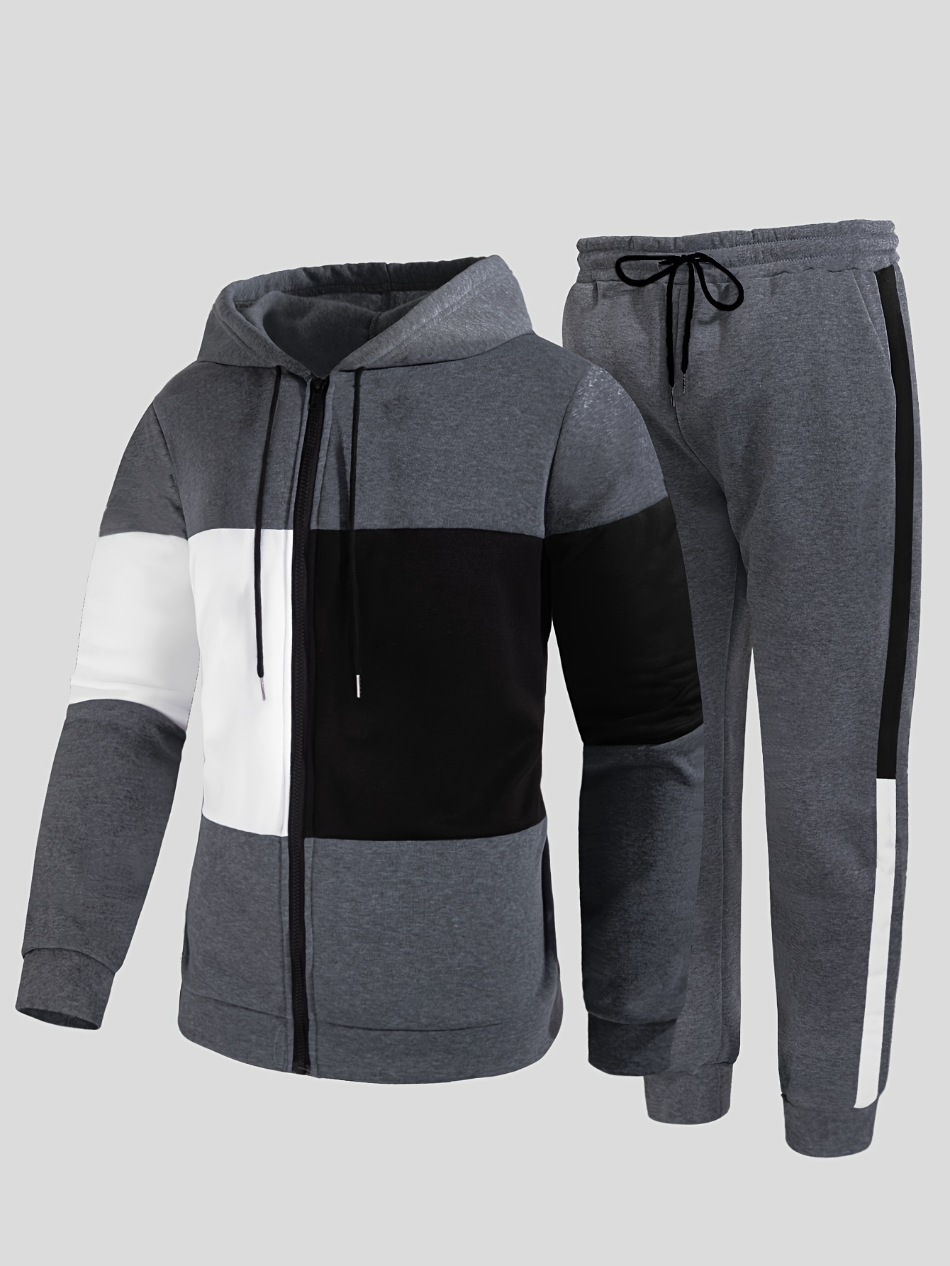 Mens Tracksuit 2 Pcs Athletic Sweatsuits Casual Running Jogging Sport Suit  Sets