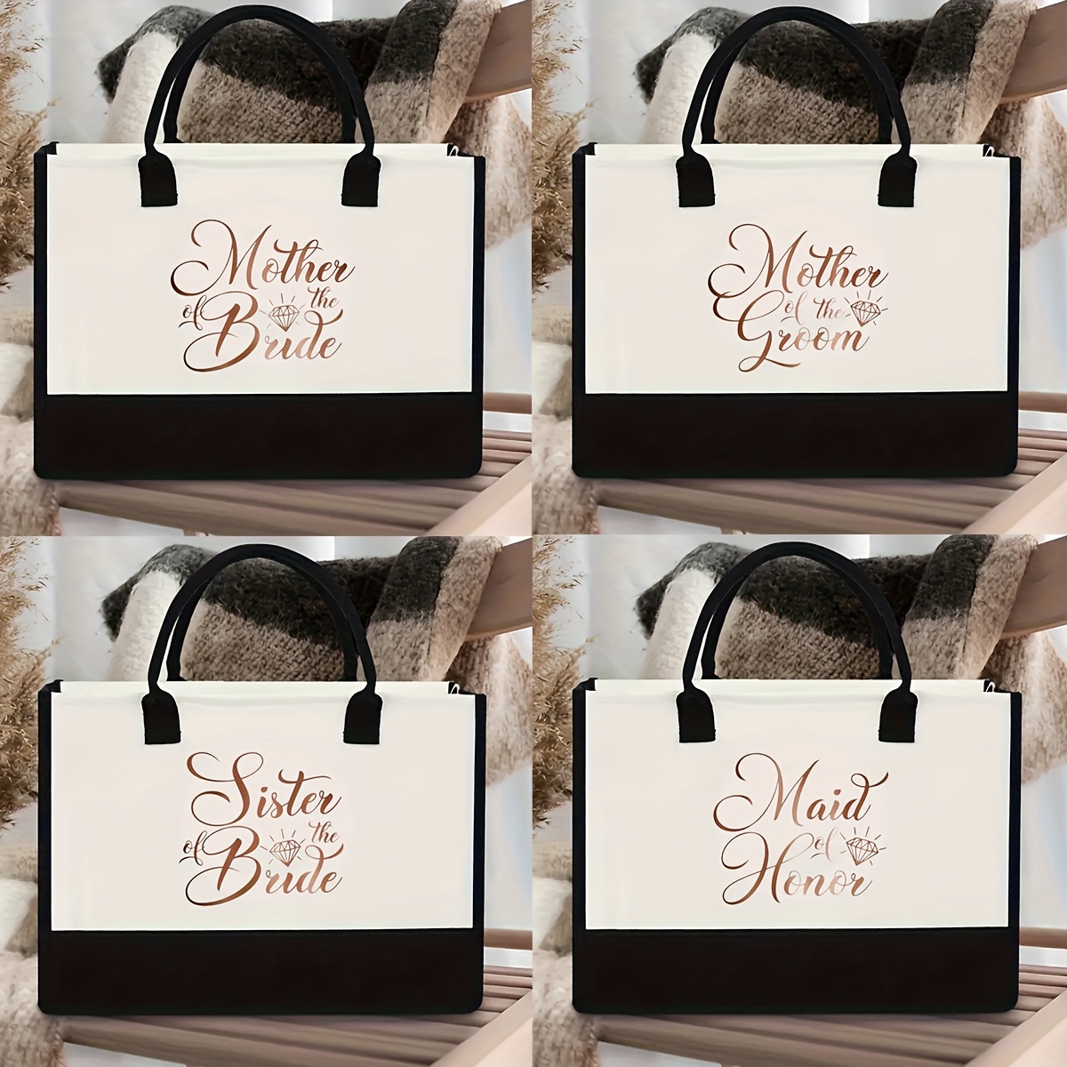 

Flower Letter Print Tote Bag, Large Capacity Gift Bag, Women's Fashion Handbag For Wedding Shopping Travel