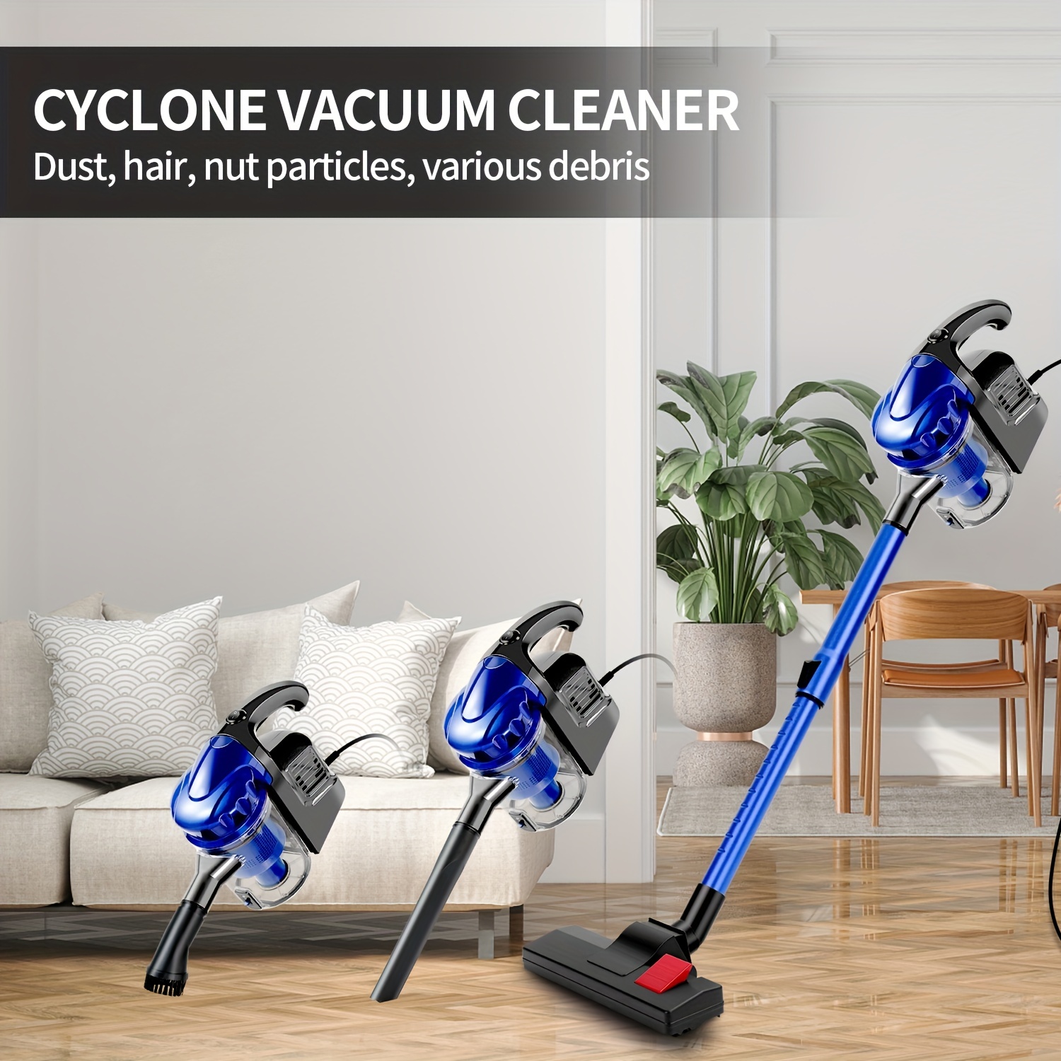 乾湿両用で床やカーペットを強力に吸引するコードレス掃除機