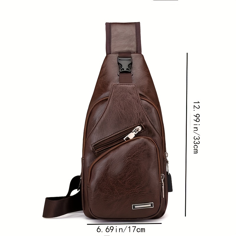 Casual Men's Shoulder Bag USB Chest Bag