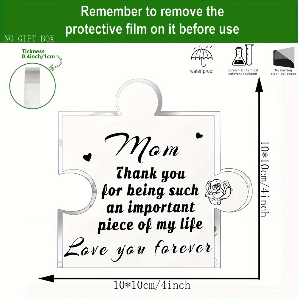 Puzzle shaped Acrylic Plaque Mothers Day Gifts Mom Birthday - Temu