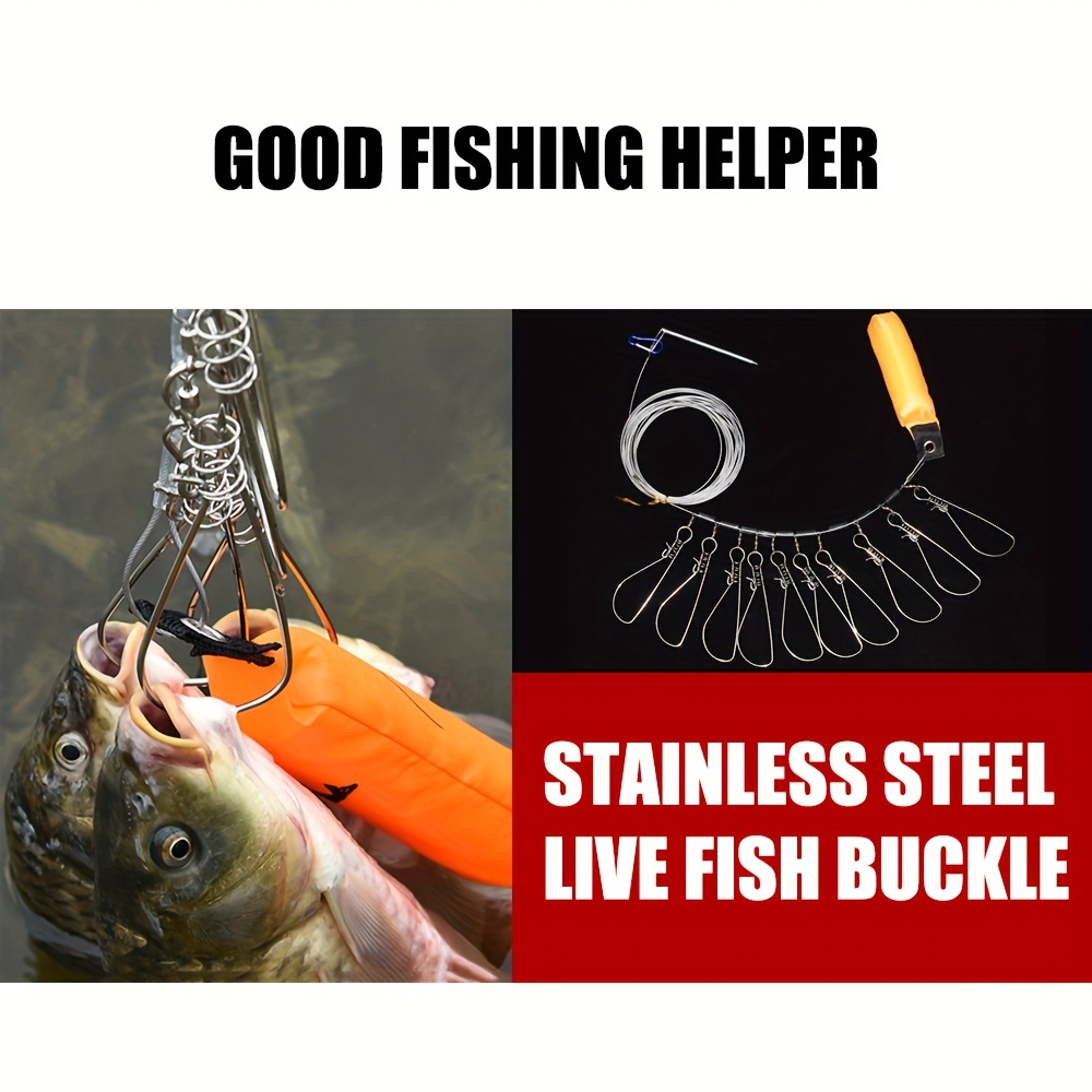 Fish Buckle Lock Fishing Tackle Stringer Clip With Float And