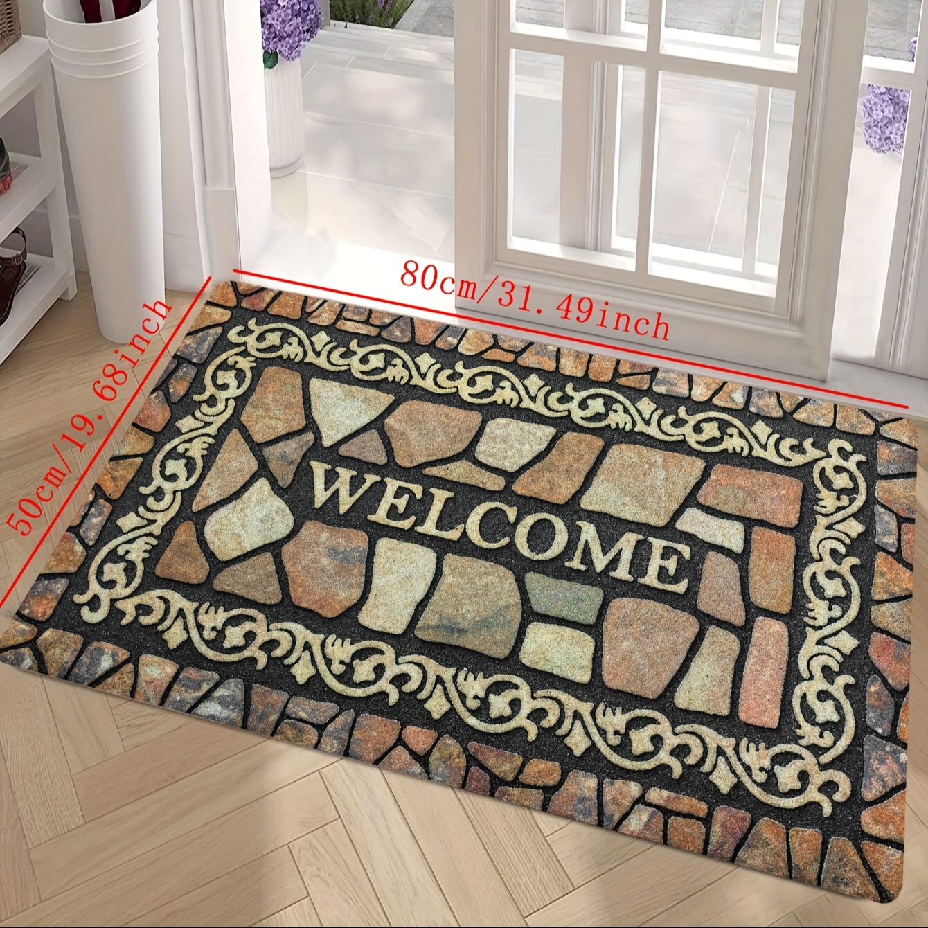 TEMU 1pc Durable Doormat, Machine Washable Rug, Welcome Carpet With Anti-skid Backing And Easy Maintenance, Suitable For High Traffic Areas Outdoor And Indoor Decor Home Decor Room Decor