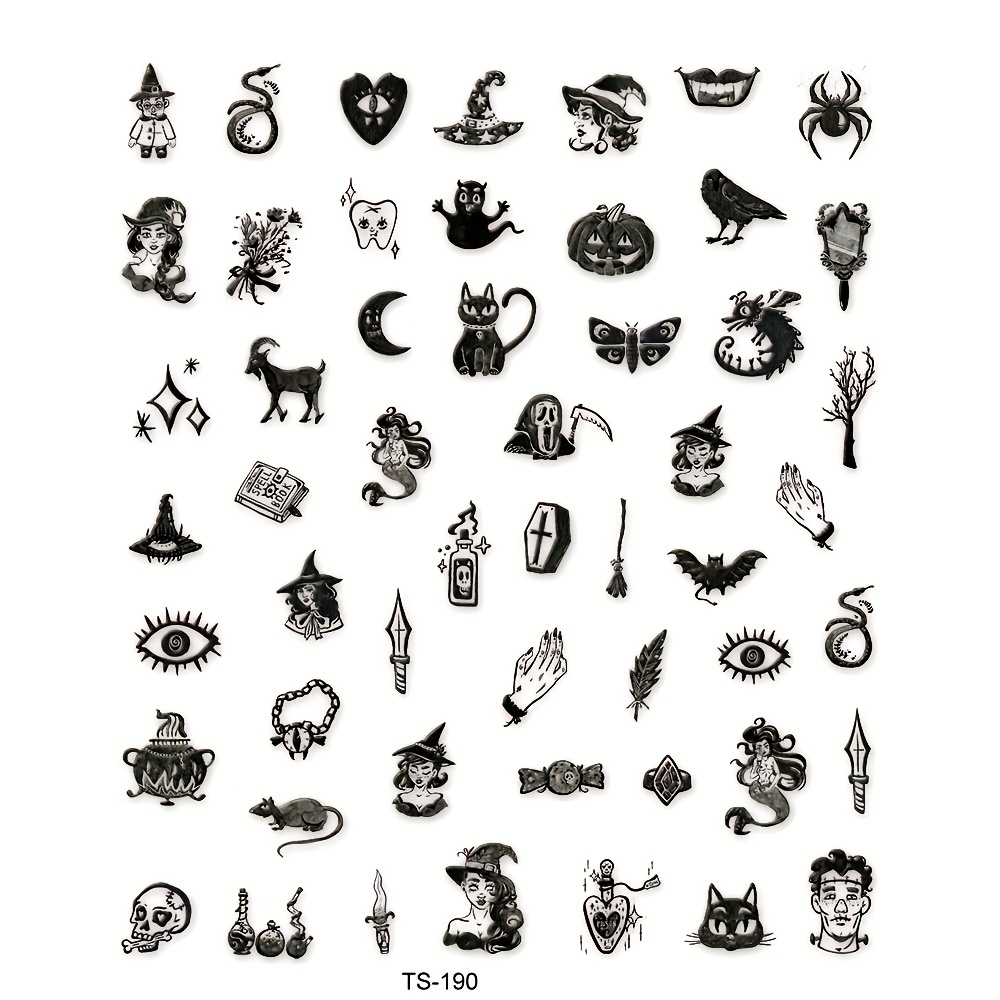 5D Gothic Nail Art Stickers - Self Adhesive Nail Decoration