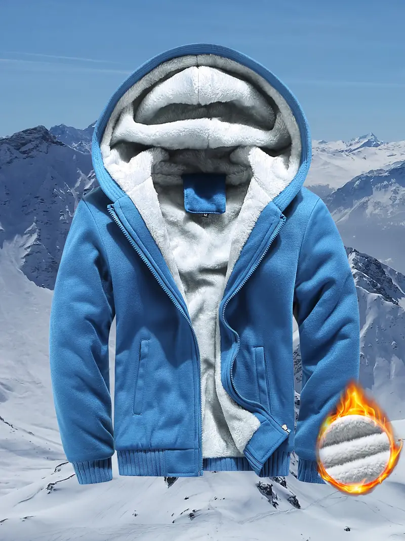 Zip Slant Pockets Hooded Jacket Casual Thermal Long Sleeve - Temu