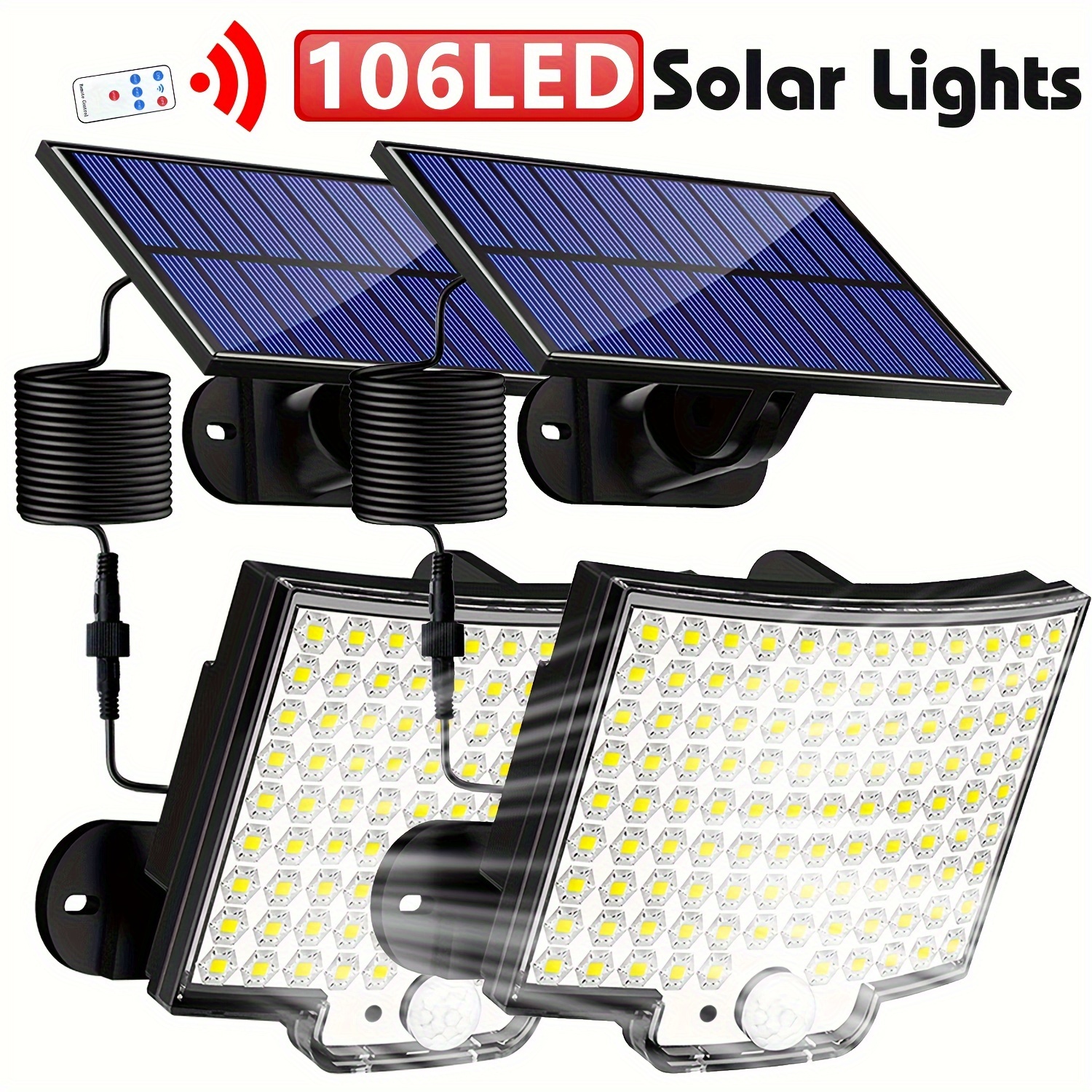 Comprar Luz solar para exteriores de 200 W con foco LED transparente con  control remoto y sensor de movimiento ajustable