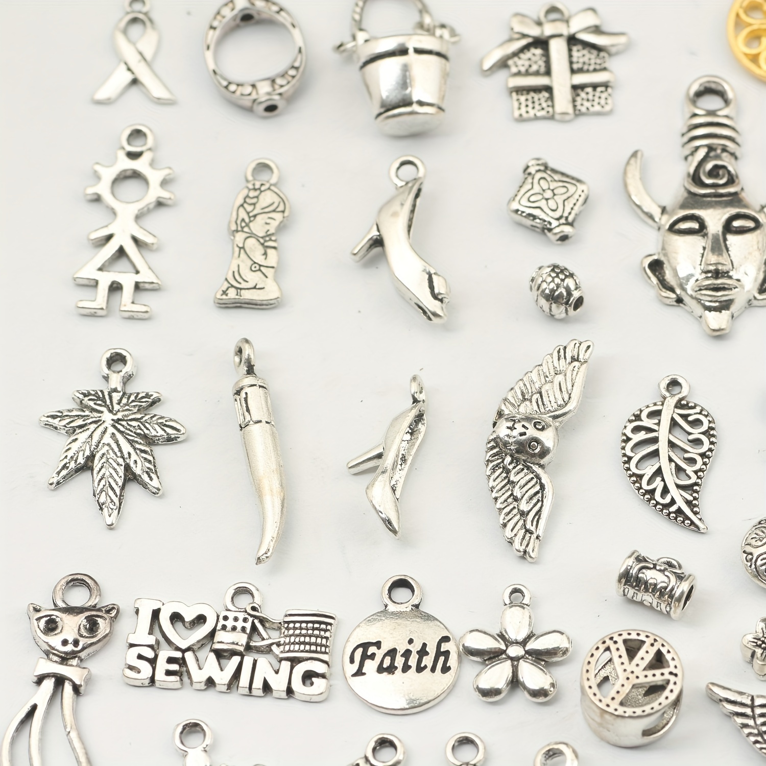 Metal Mixed Charms Diy Vintage Bracelet Pendant Necklace - Temu