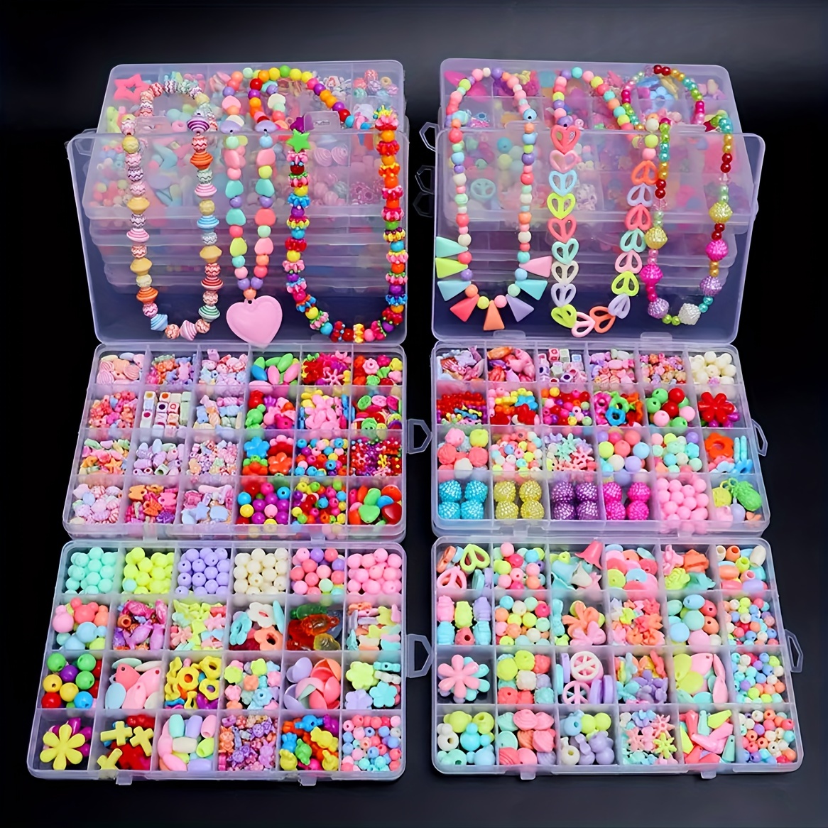 Bead For Jewelry Making Kit, Kids Unicorn DIY Bead Bracelets Making Kit,  Art And Craft Kits DIY Bracelets Necklace Hairband And Rings Toy For Age 6 7