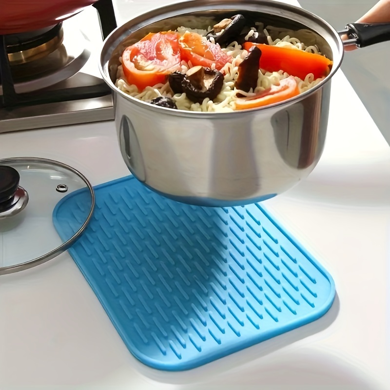 1pc Blue High Temperature Silicone Mat For Kitchen With Non-slip