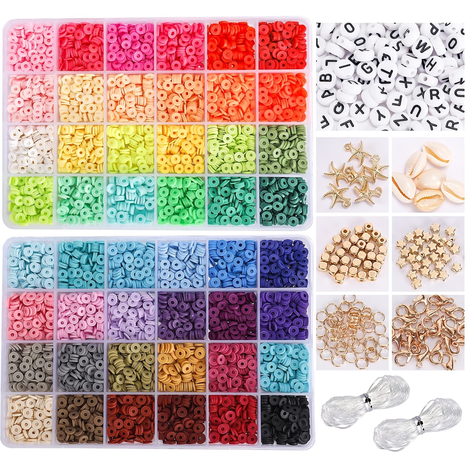 14420pcs Bracelet Beads Kit, 56 Colors, Charms, Strings