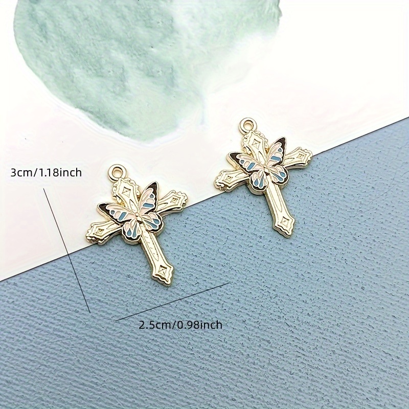 12pcs Antique Silver Plated Flower Cross Charms Rose Cross Pendants for Jewelry Making Necklace Bracelet Earrings Key Chain DIY Handmade