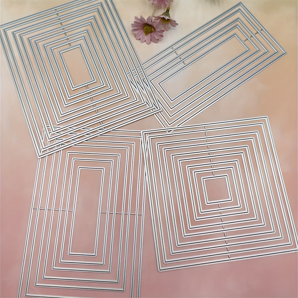 Rectangle Grid Frame Metal Die Cuts Dies, Rectangle Geometric Grid Frame  Cutting Dies Cut Stencils DIY Scrapbooking Cards Decorative Embossing Paper