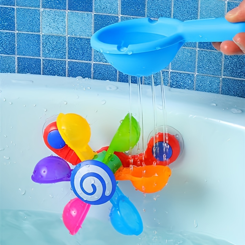 Bathing Toys For 1-3 Years Old Infant And Bathtub Water Toys For 2-4 Years  Old Toddlers. Including A Turning Water Wheel With Suction Cup, 4 Stacking  Cups, 2 Boats And 2 Spoon