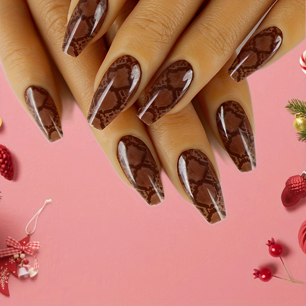 Brown French Tip Press on Nails, Y2K Flowers, Rhinestones Almond Nails,  Coffin Nails, Square Nails 