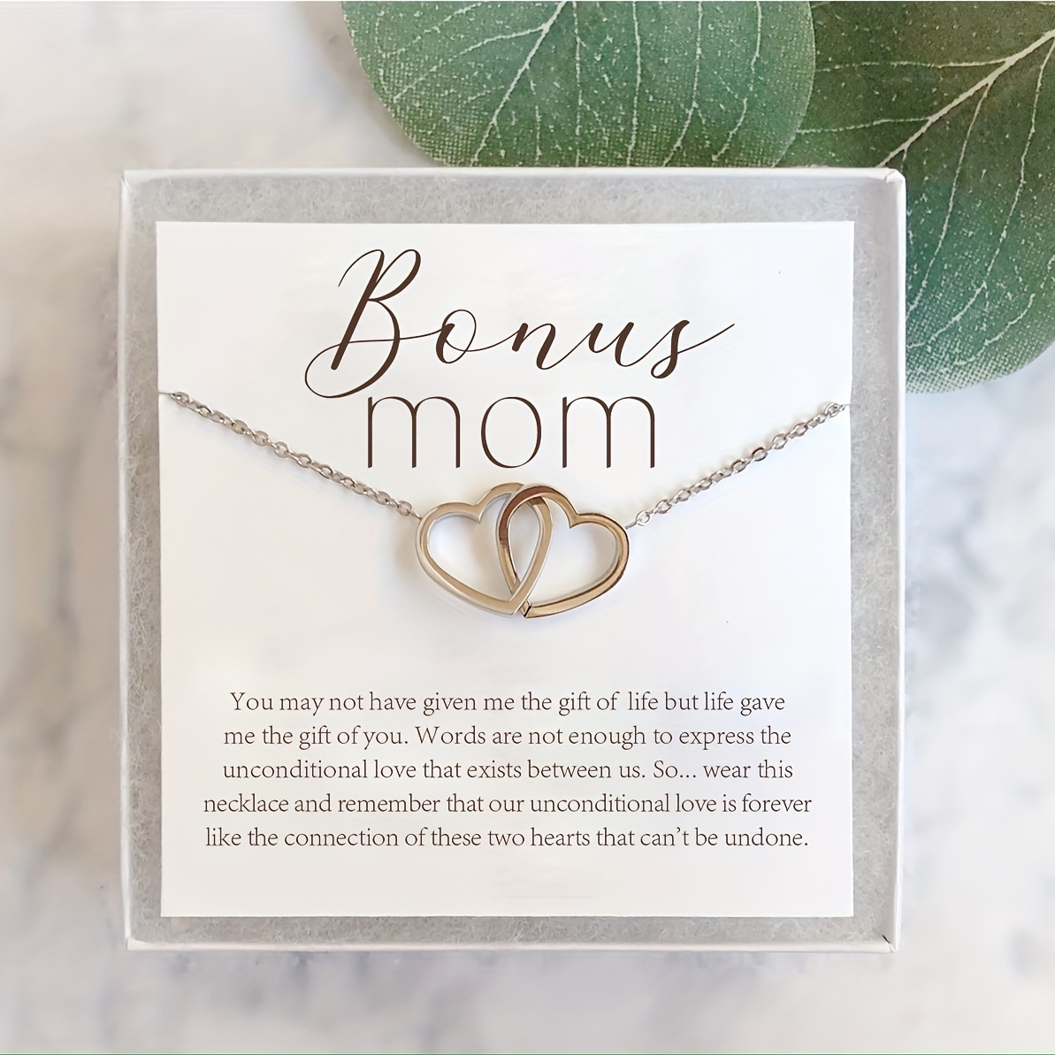 Gifts for Second Mom, Bonus Mom Gifts, Unbiological Mom Gifts, Gift Ideas for Someone Like A Mom, Step Mom Gift, Bonus Mom Necklace Silver - Black
