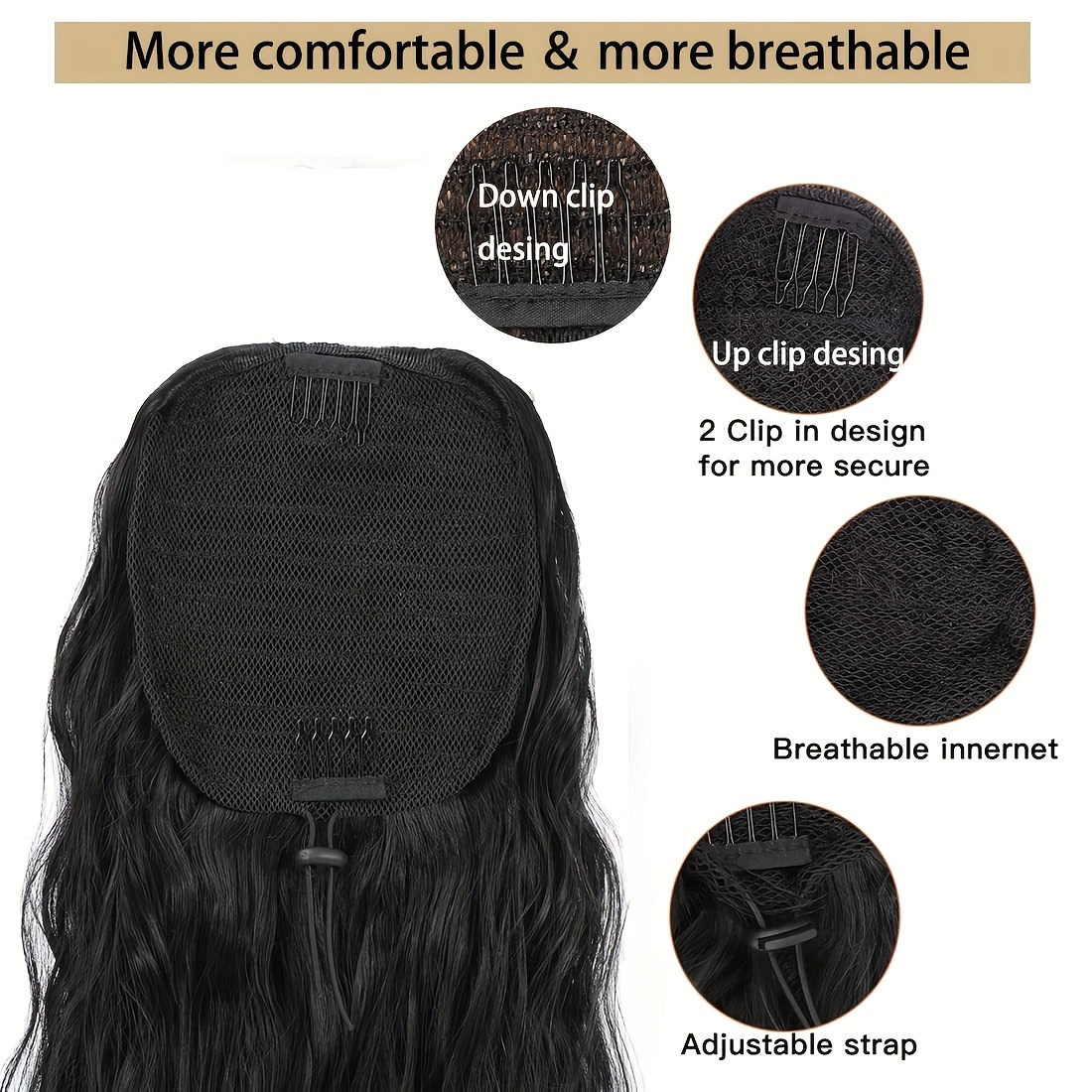 Long Curly Wavy Ponytail Extension 60 96 Cm Drawstring Hairpiece