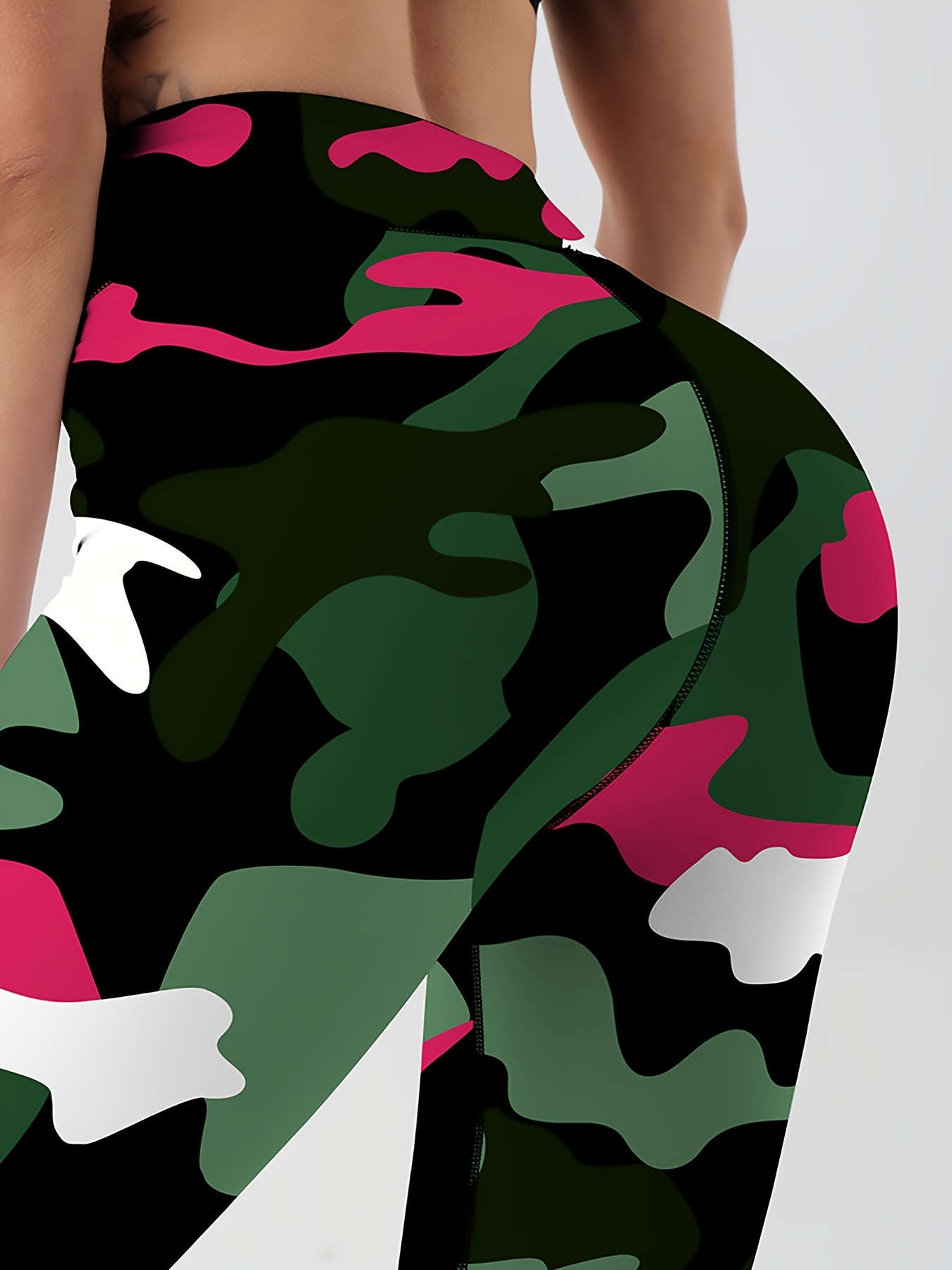 Womens Camo Fitness Workout Yoga Exercise Leggings Pink, Blue, Black, Green
