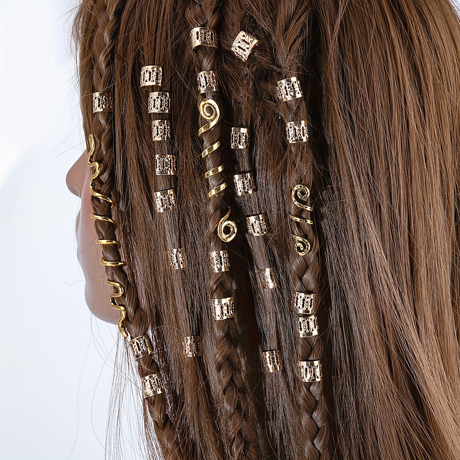 40 piezas Goma de pelo en espiral simple  Anillos para cabello, Perlas en  el pelo, Cortes de pelo rasta