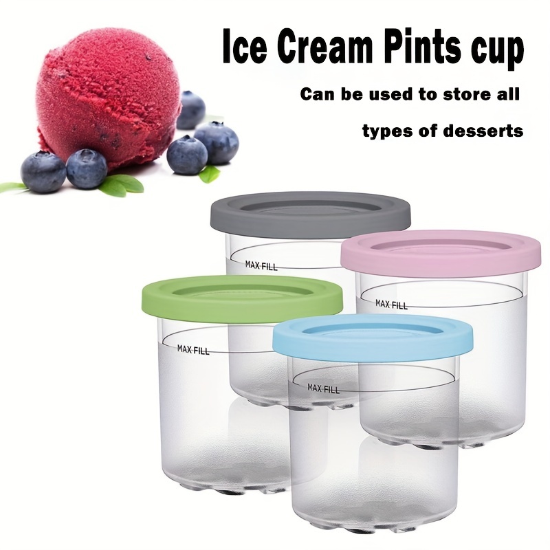 Ice Cream Pints, Containers With Lids Replacements For Ninja Creami Pints,  Safe & Leak Proof Creami Containers For Nc301 Nc300 Nc299amz Series Ice  Cream Maker - Temu