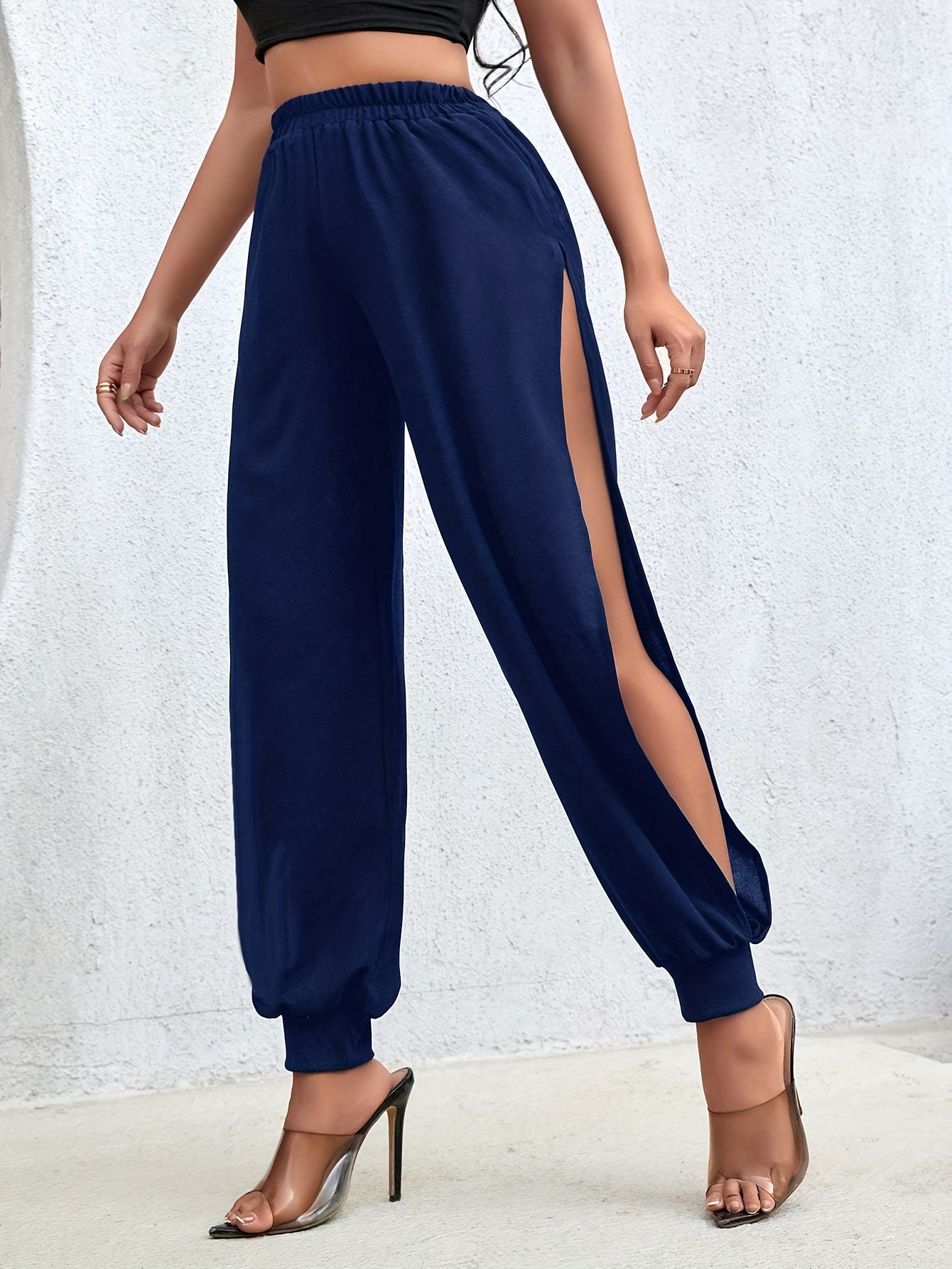 Split Hem Flare Leg Pants Elegante Pantalón Trabajo - Temu