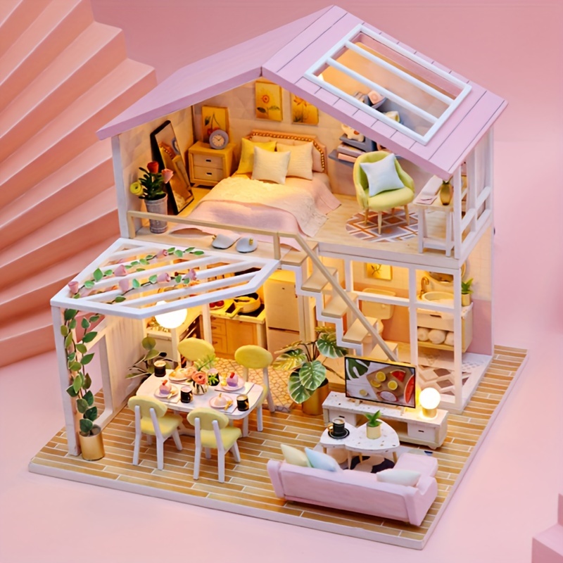 Casa delle bambole in miniatura fai da te Jenny serra casa delle bambole in  legno giocattoli regali - AliExpress