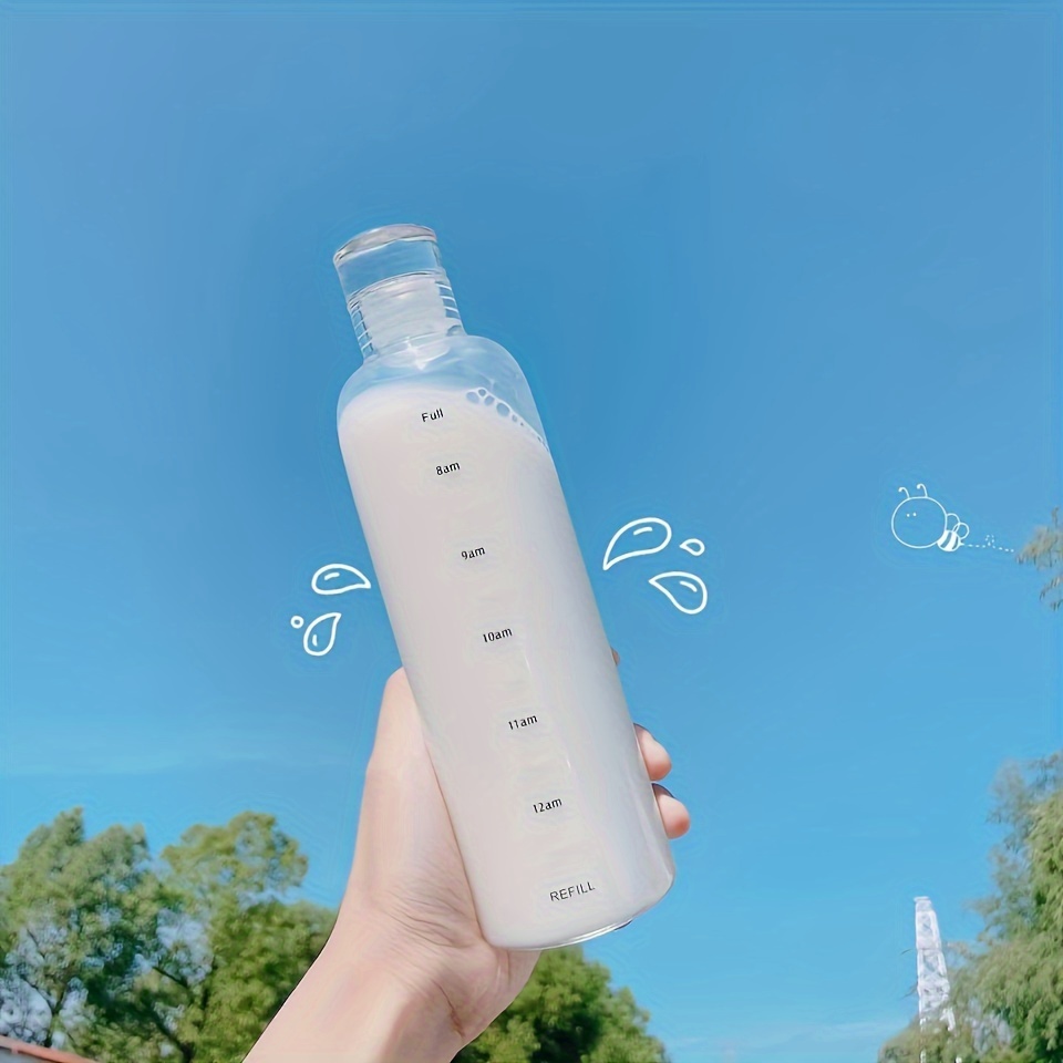 Botella de agua de 450 ml con cordón de paja, botella de agua infantil sin  BPA para bebés y niños, color azul