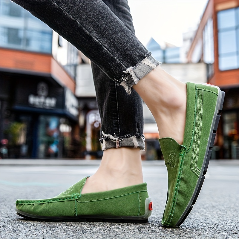 Ryd op skitse overdrivelse Men's Suede Casual Comfortable Slip On Loafer Shoes, Green - Temu