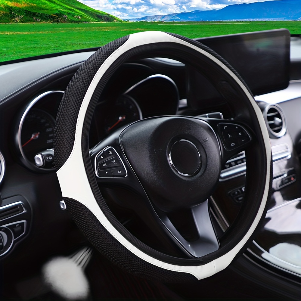 PU Leather 3D Mesh Car Steering Wheel Cover 37 Car Accessories