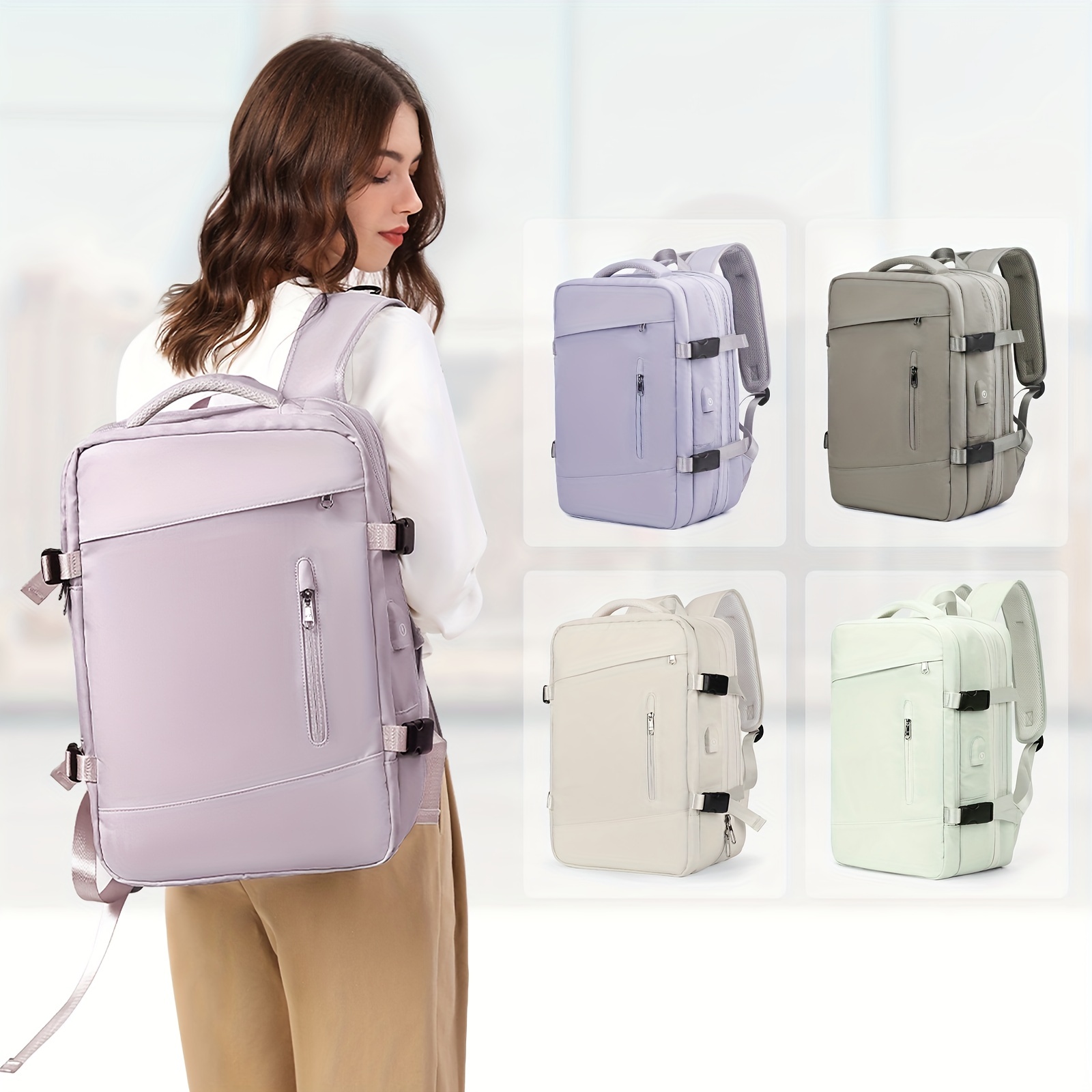 Large Capacity Travel Storage Backapck Solid Color Temu