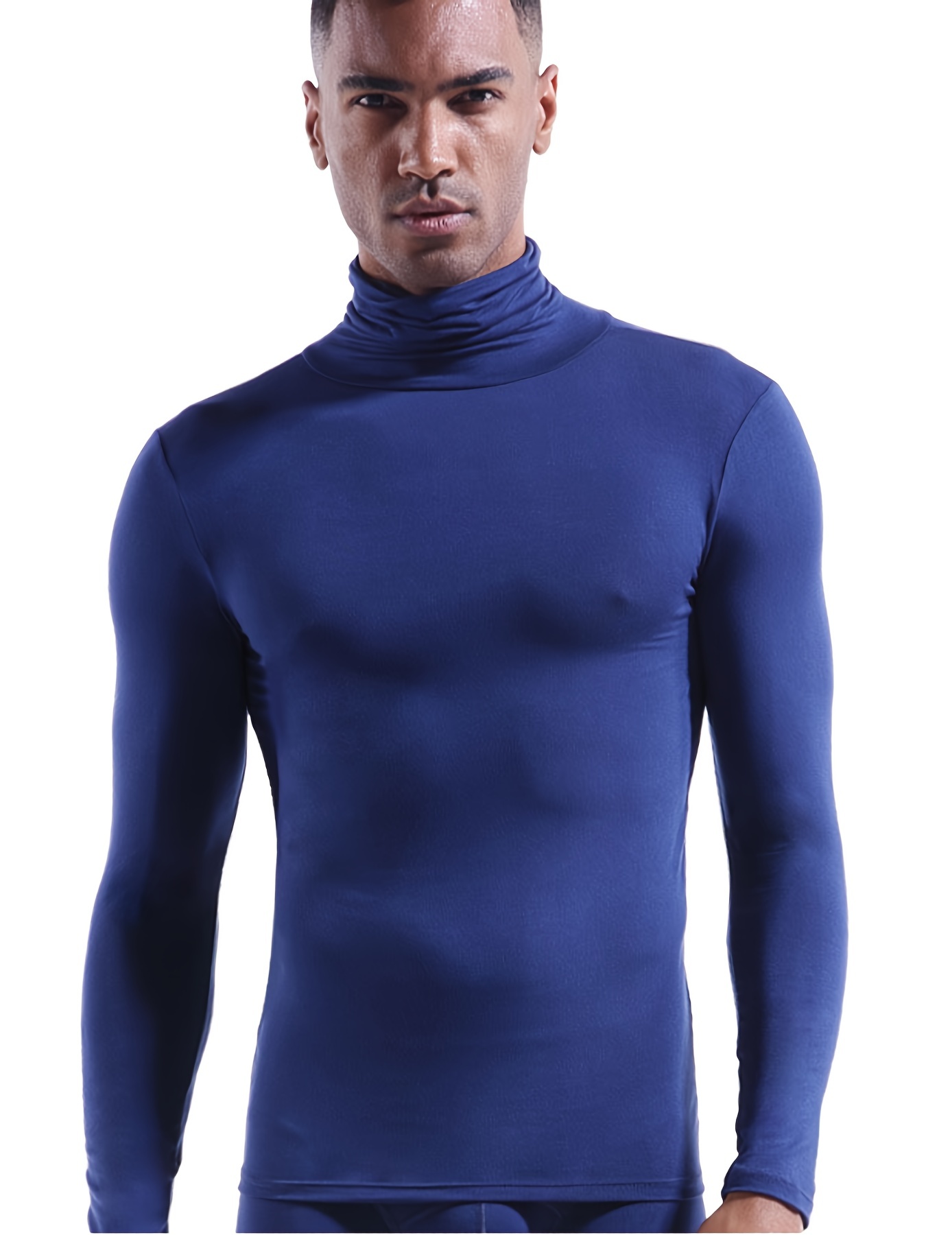 Men's Turtleneck Long Sleeve Shirts Slim Fit Thermal - Temu Canada