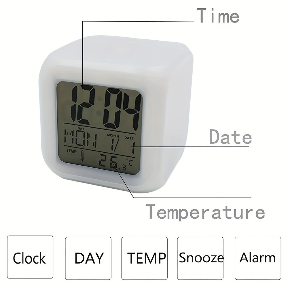 1 pieza de reloj despertador para niños, luz LED Digital, reloj