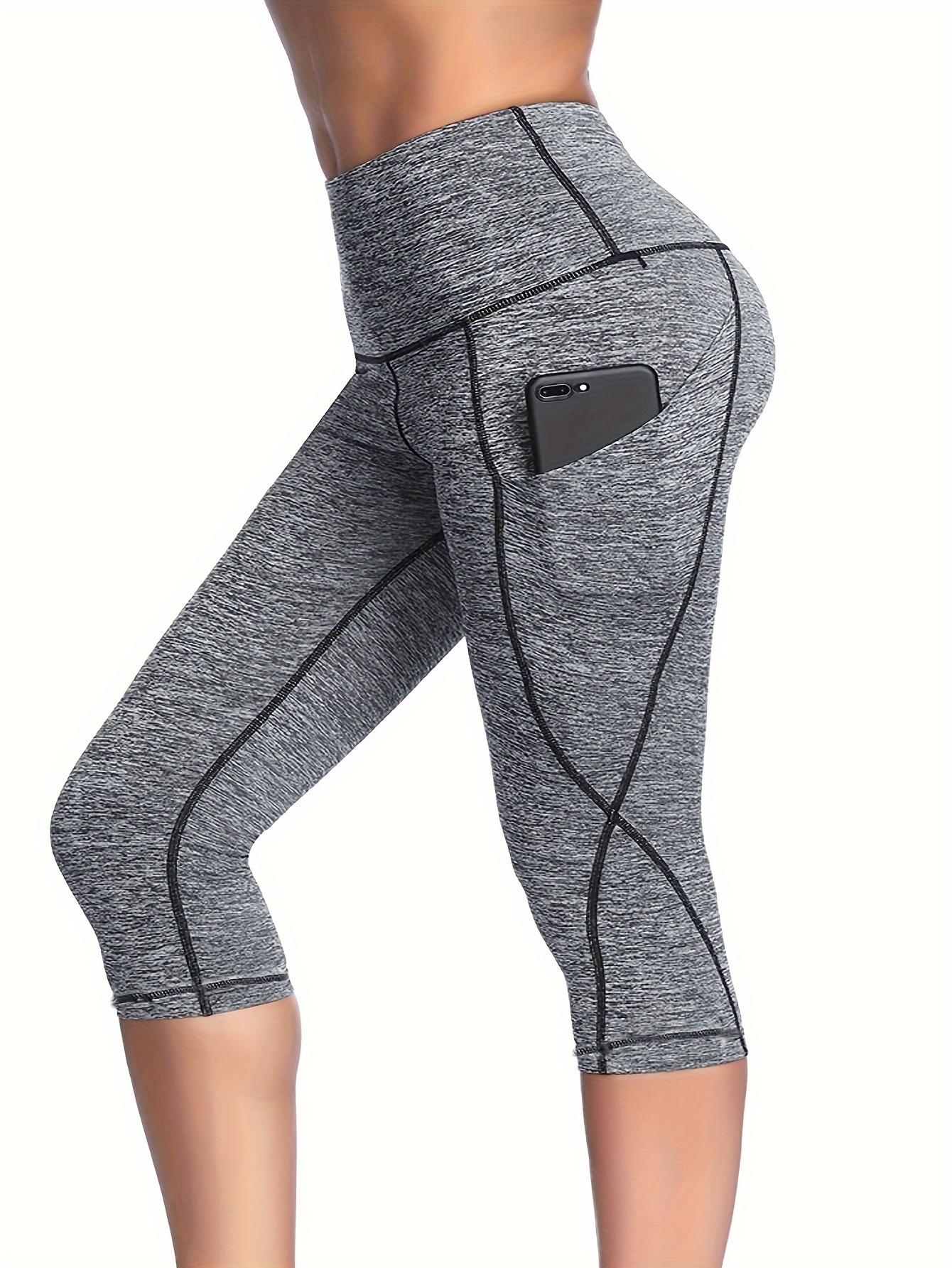 Women's Capri Yoga Pants With Pockets, Tummy Control Stretch Workout Capri  Leggings, Women's Activewear