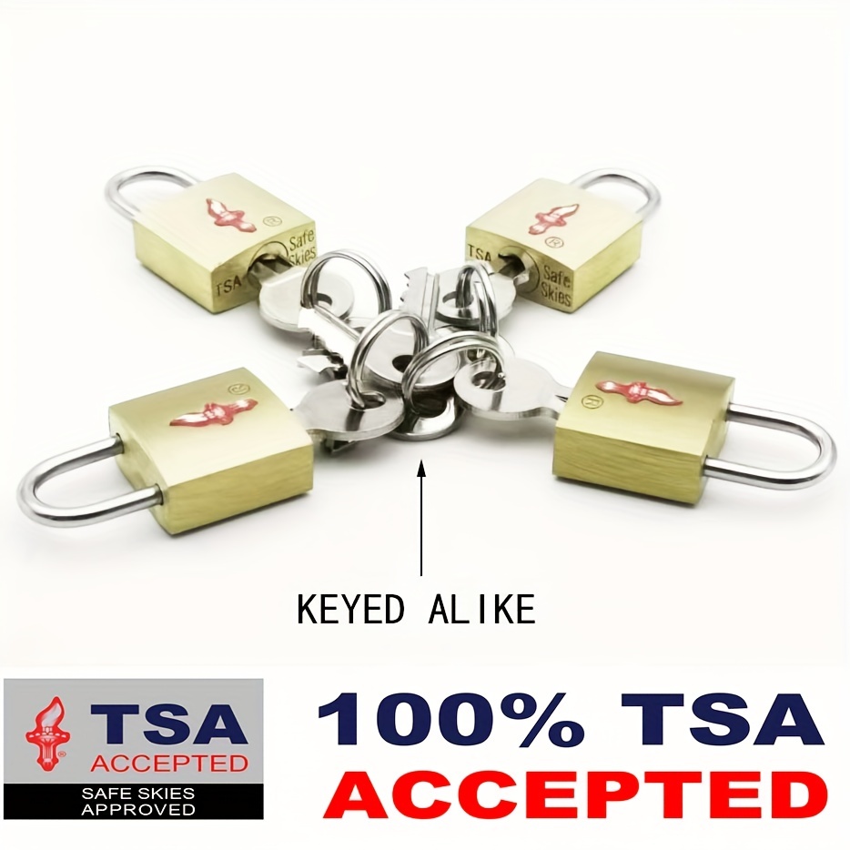 TSA Approved Suitcase Padlock - Key - Gold