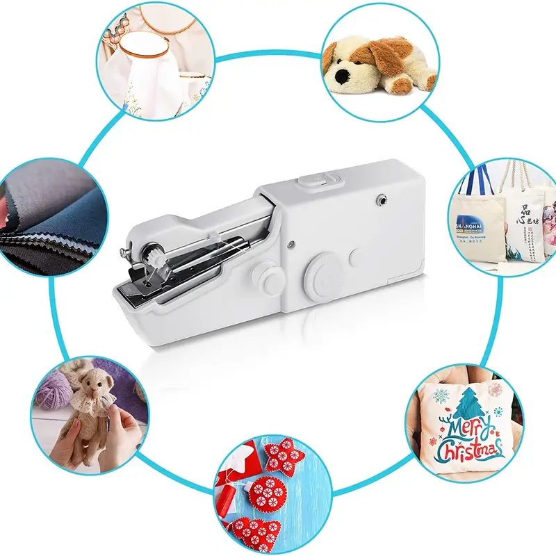 1 Set, Handheld Portable Sewing Machine White Household Multifunctional Mini Electric Sewing Machine 300g Battery Not Included