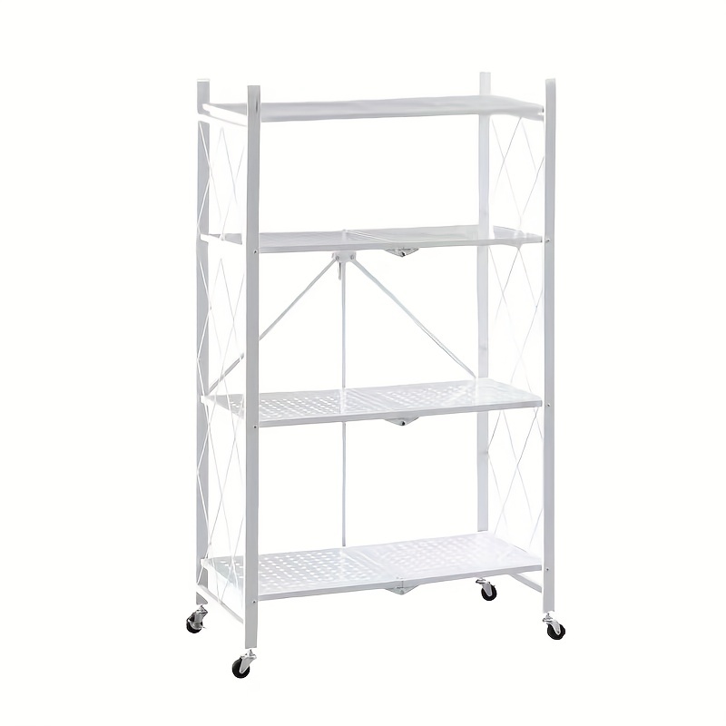 Metal Folding Storage Shelf Rolling Removable Cart Rack With - Temu