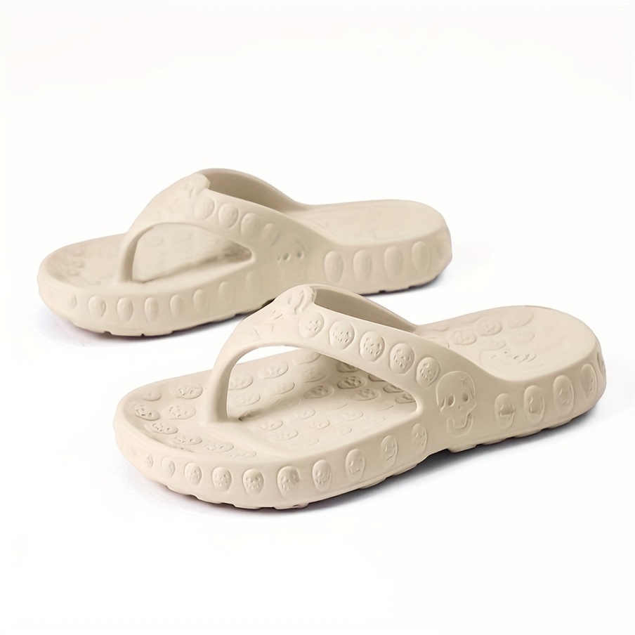 Buy Solid Thong Flip Flops Beige For Women