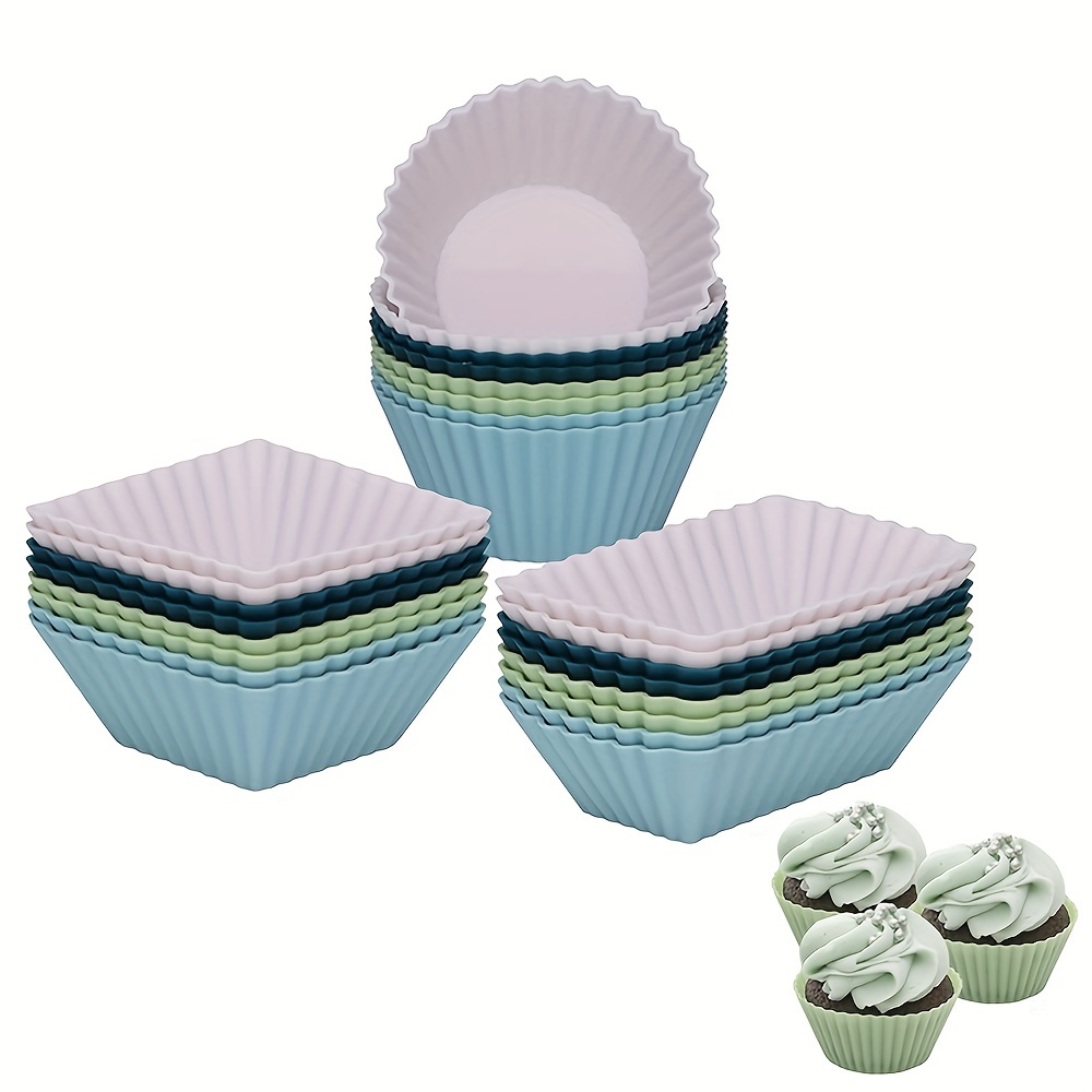 12/24pcs Reutilizables Moldes Silicona Muffins Cupcakes - Temu