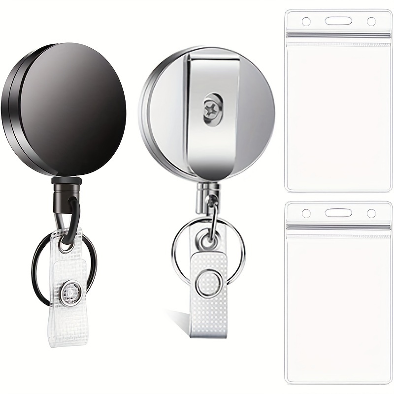 Retractable Id Badge Holder Key Chain Metal Keychain With - Temu