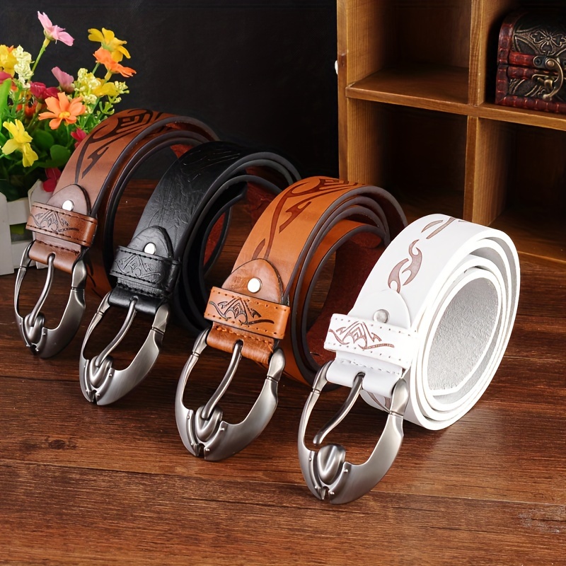 Black Retro Casual Needle Buckle Belt Suitable For Jeans, Casual