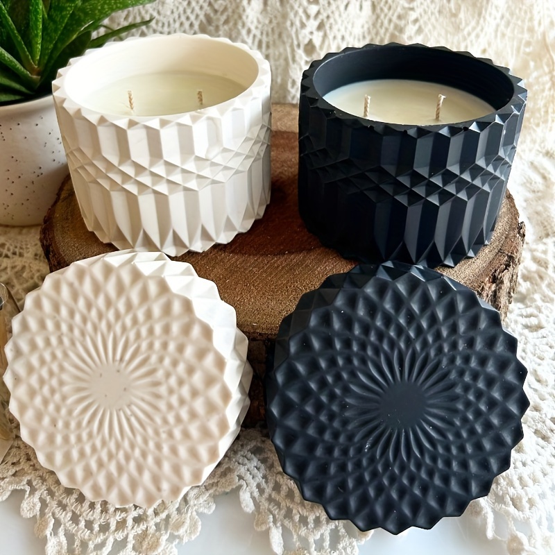 

1set Ripple Candle Cup Resin Mold Cylinder Plaster Candle Jar Concrete Flower Pot Silicone Mold With Lid For Candle Aromatherapy Holder Cement Clay Planter Crafts Jewelry Storage Box Home Decor