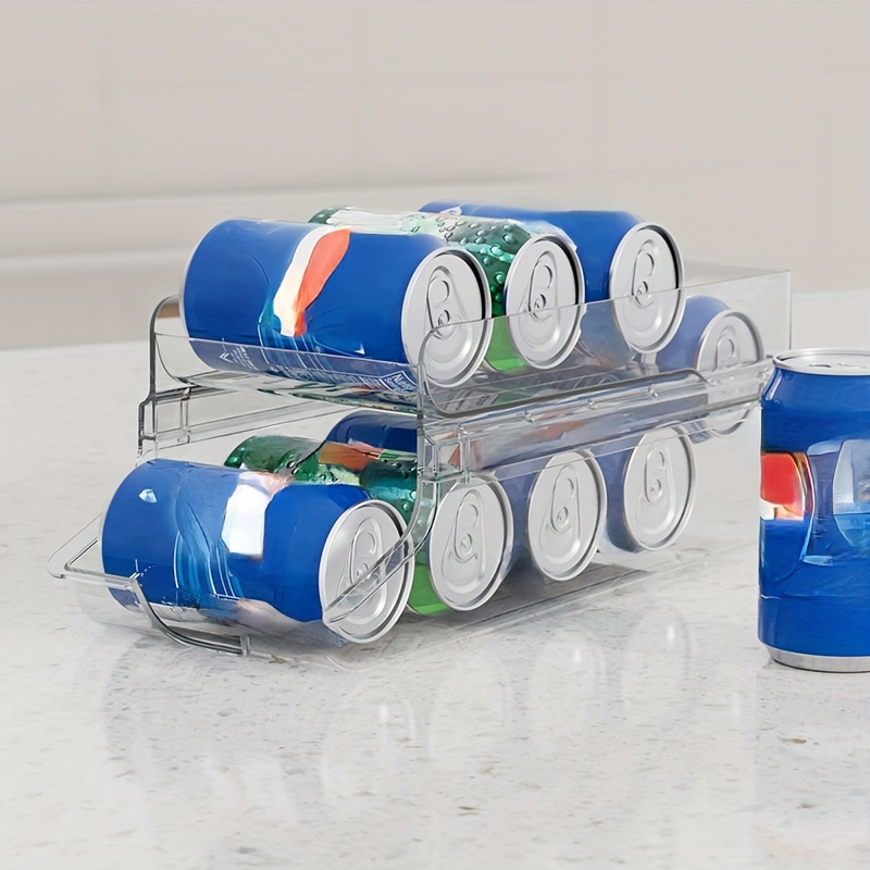 Organizador de latas de soda, contenedor dispensador de plástico  transparente para refrigerador. Gran soporte para bebidas para armarios de  cocina
