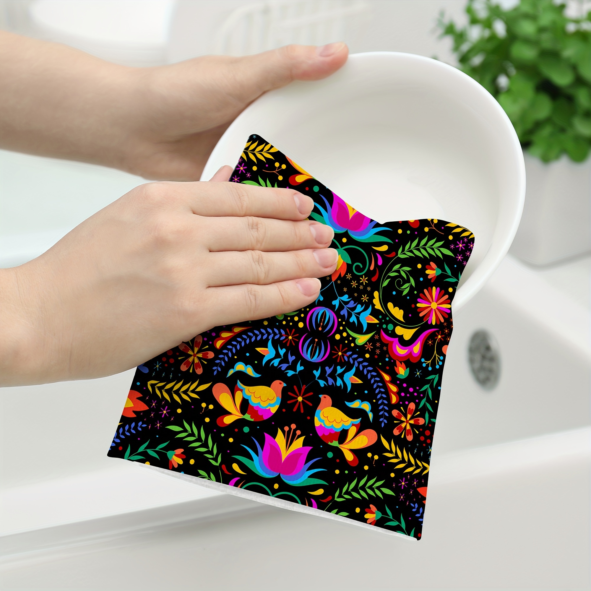 Hand Towels, Kitchen Square Dish Cloths, Microfiber Colorful