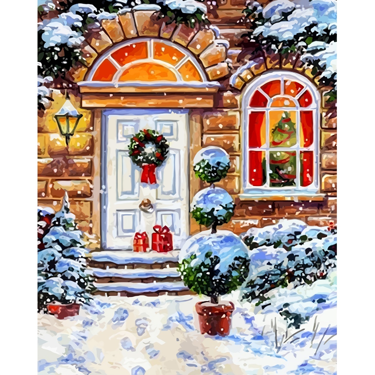 Christmas Snowy Night Paint By Number For Adults Without - Temu