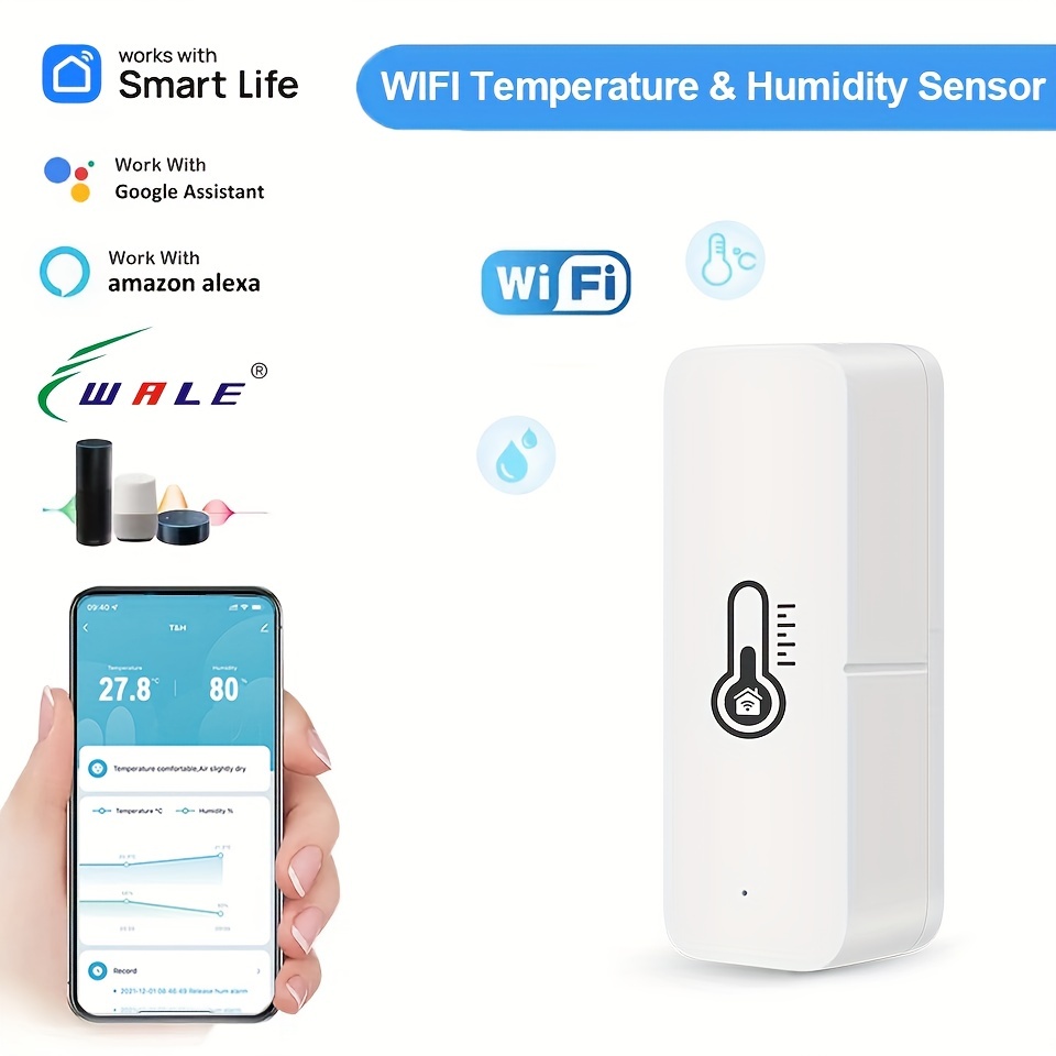 GONLEN Tuya WiFi Temperature Thermometer Humidity Hygrometer Detector Alarm  Sensor Smart Life App Alert Home Thermostat Controller Remote Monitoring