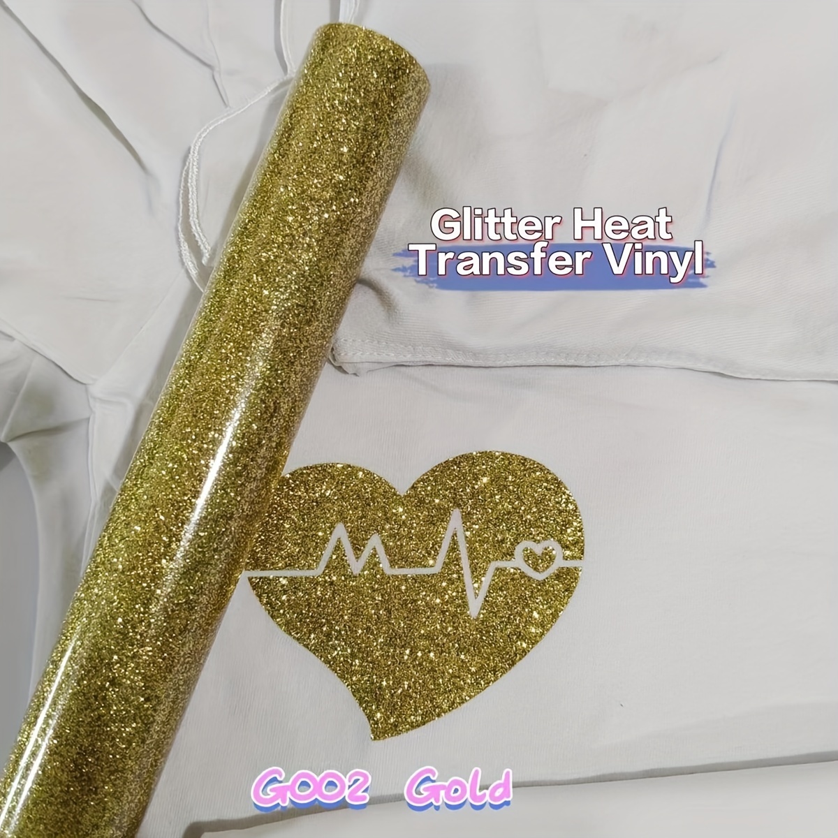 Golden Glitter Htv Thermal Transfer Vinyl Roll Vinyl Iron - Temu