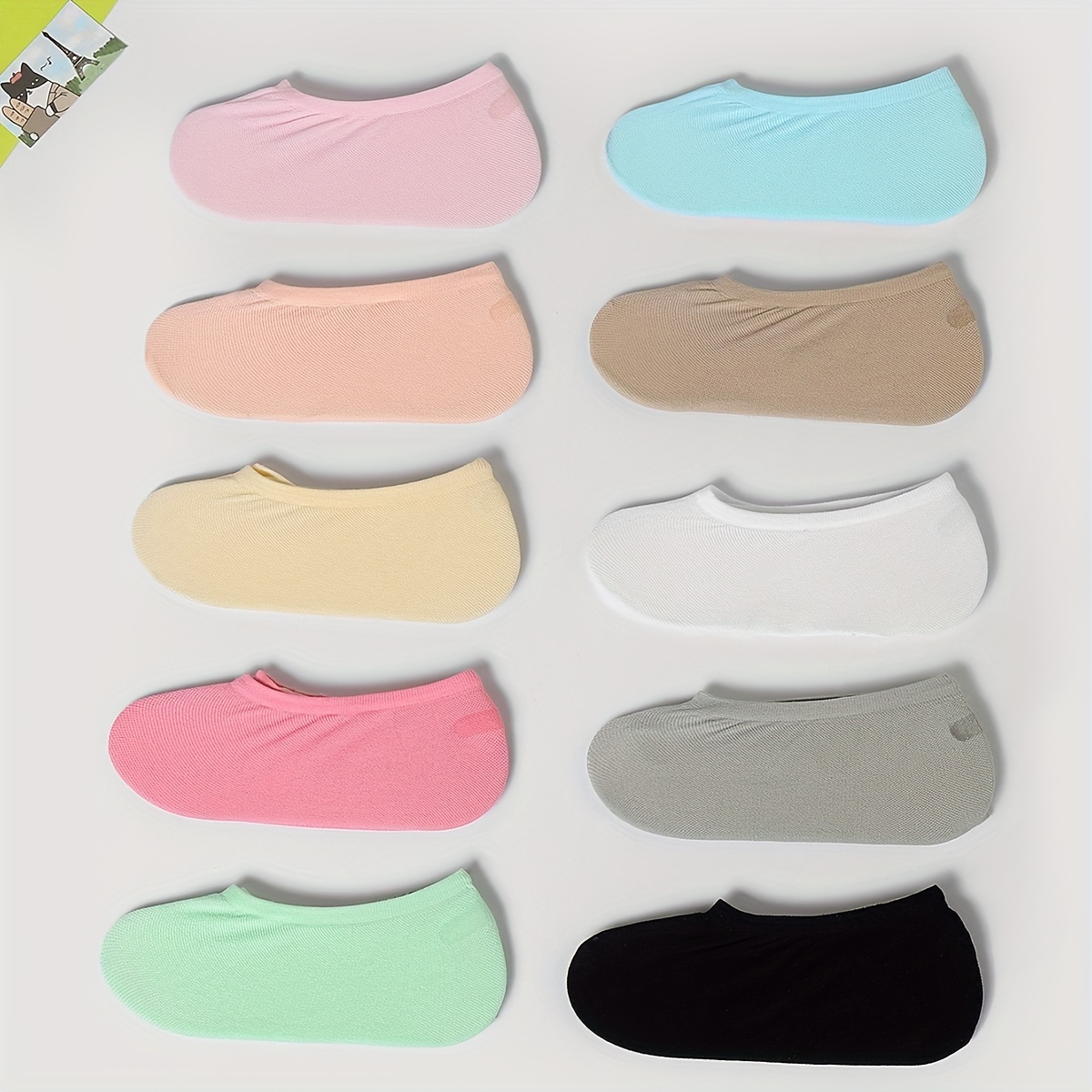 10pairs Girls Ultra Thin Nylon Blend Boat Socks