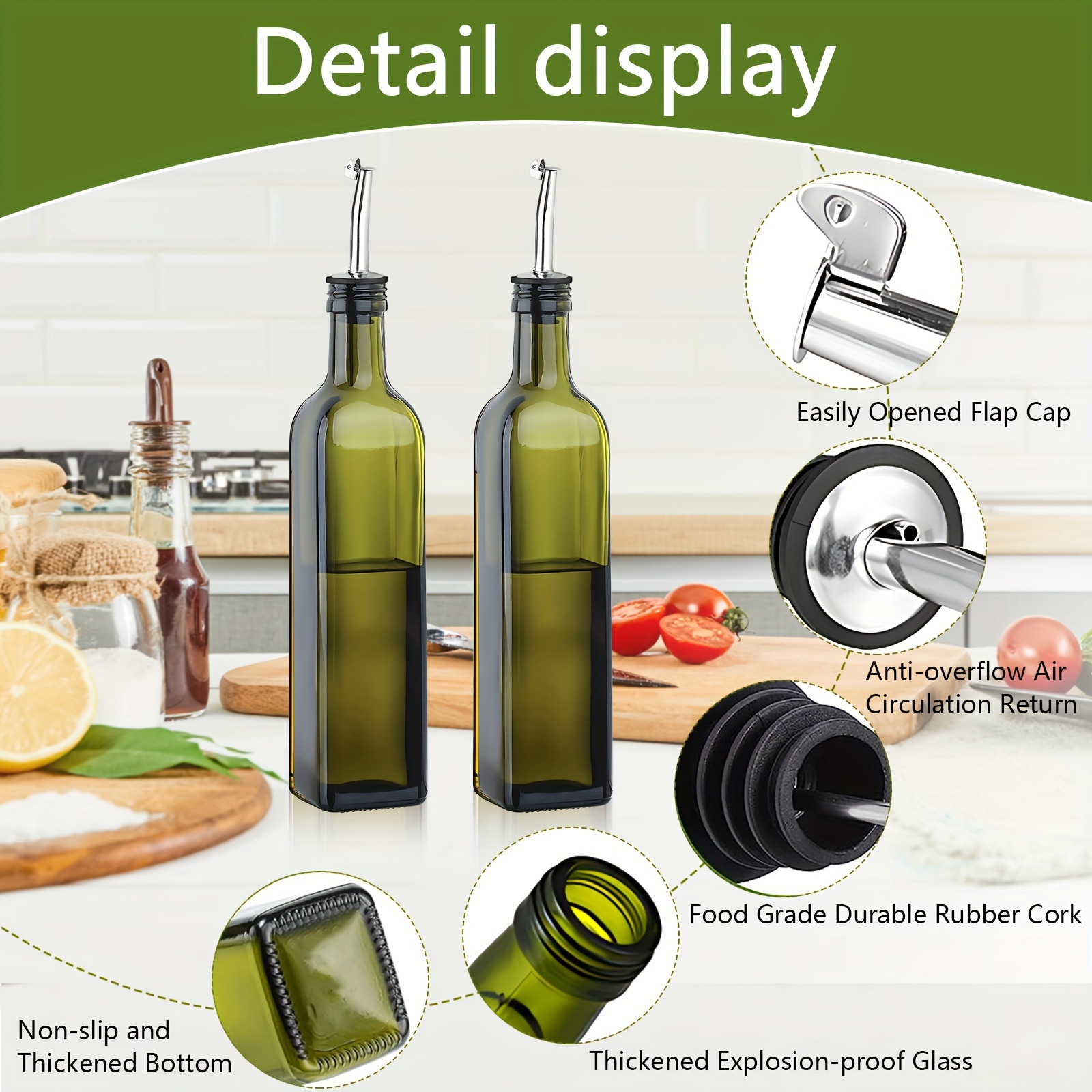 LavoHome Botella dispensadora de aceite de oliva de vidrio italiano con  boquilla de vertido y embudo…Ver más LavoHome Botella dispensadora de  aceite