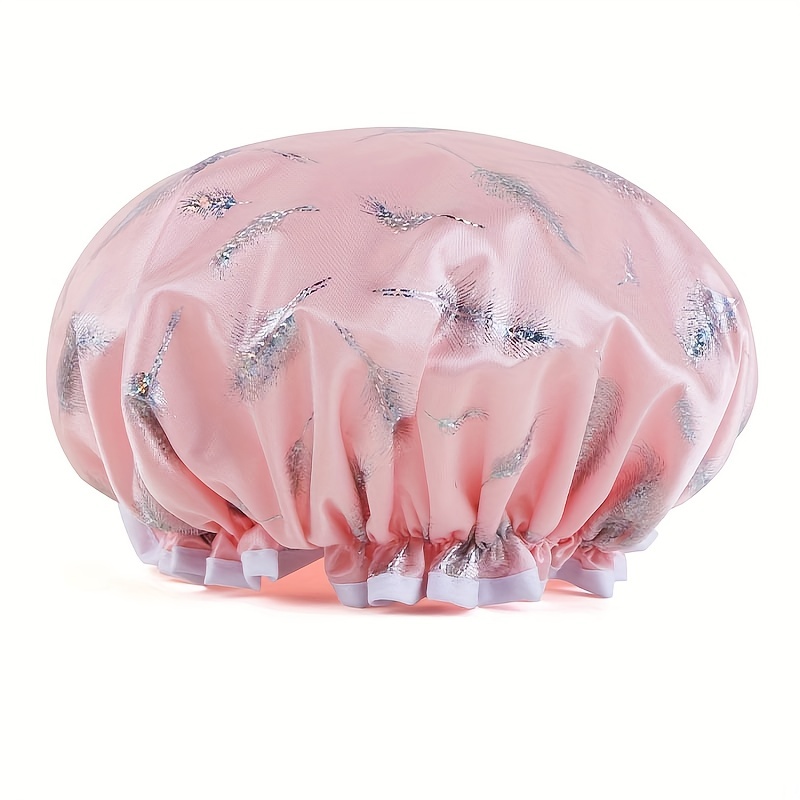 Double Layer Shower Cap Waterproof Reusable Bath Hair Hat for Women